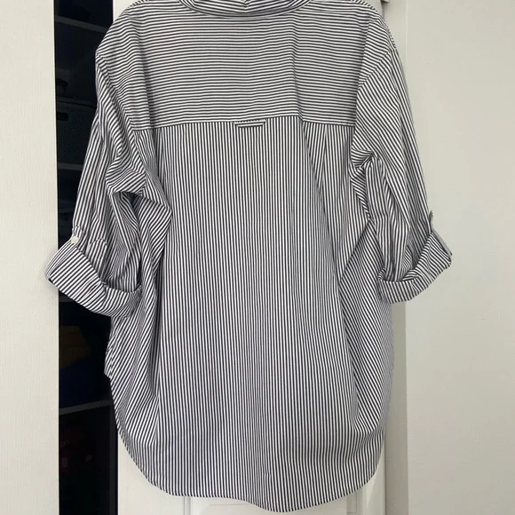 Black and White Striped Button-Up Shirt - Picture 9 of 9